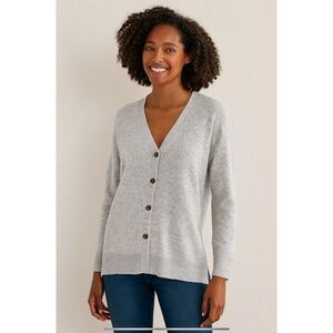 J MCLAUGHLIN ANNALYSE CARDIGAN NWT 100% CASHMERE LT GRAY PREPPY ACADEMIA LUXE M
